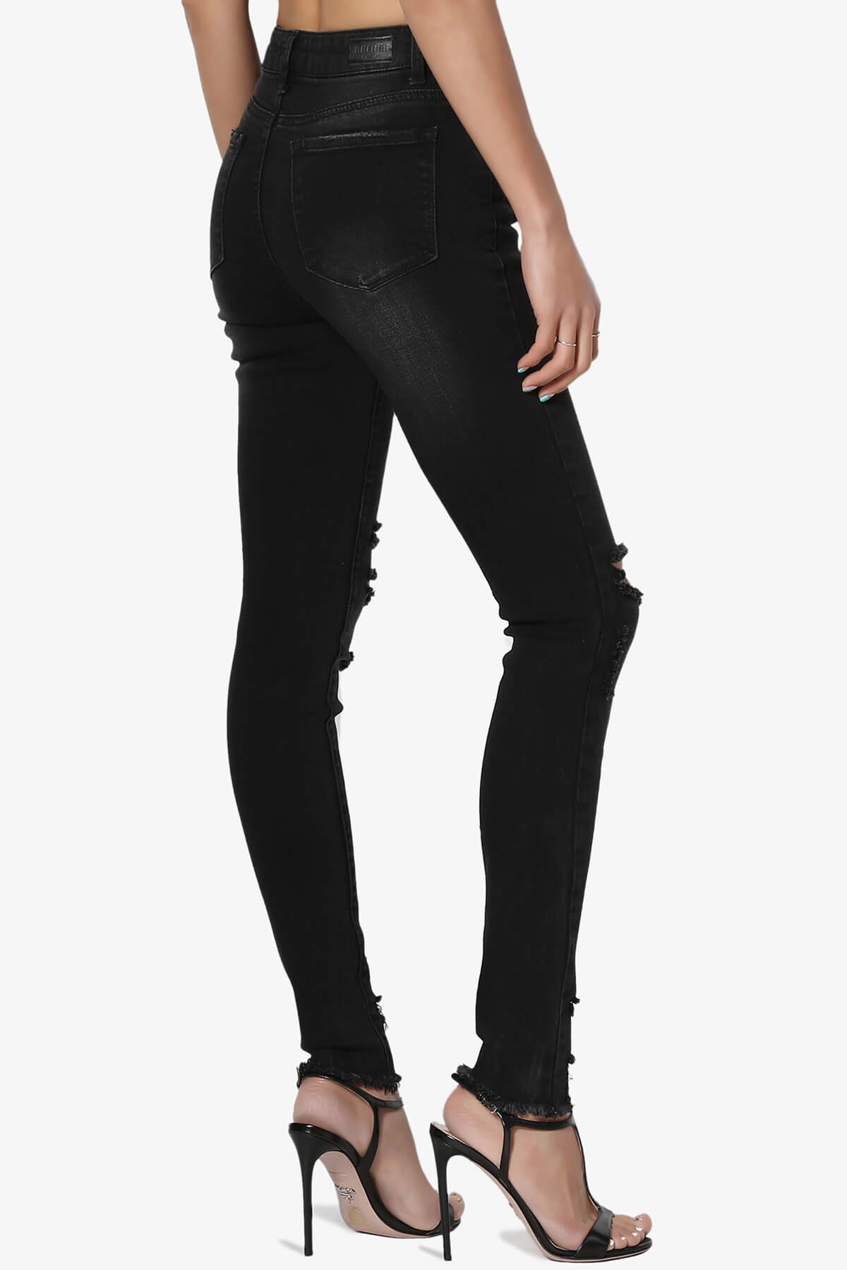 Load image into Gallery viewer, Rosalind Mid Rise Distressed Skinny Jeans BLACK_4
