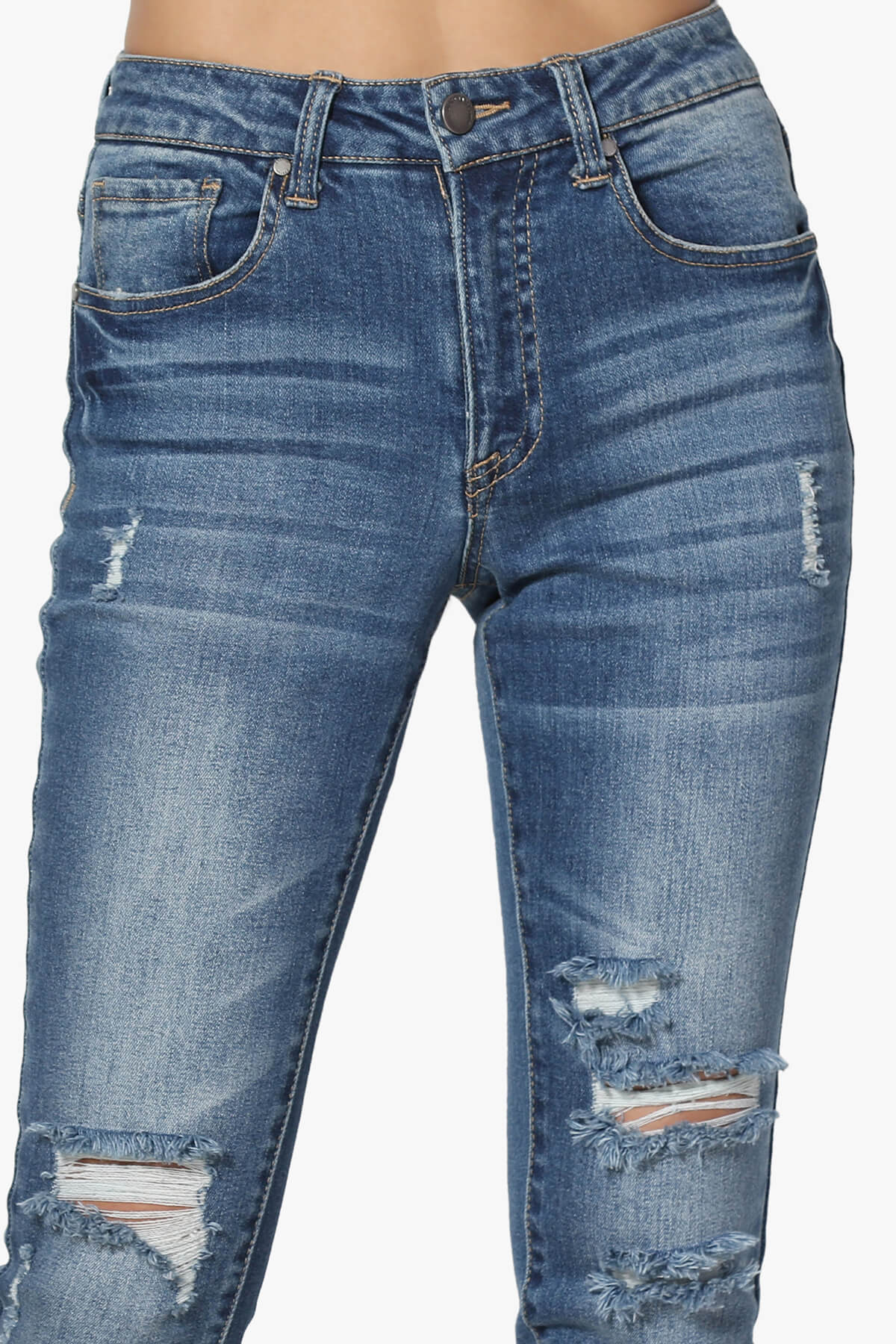 Load image into Gallery viewer, Rosalind Mid Rise Distressed Skinny Jeans MEDIUM_5

