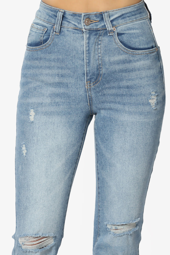 Snazzy High Rise Knee Destroy Flare Jeans MED