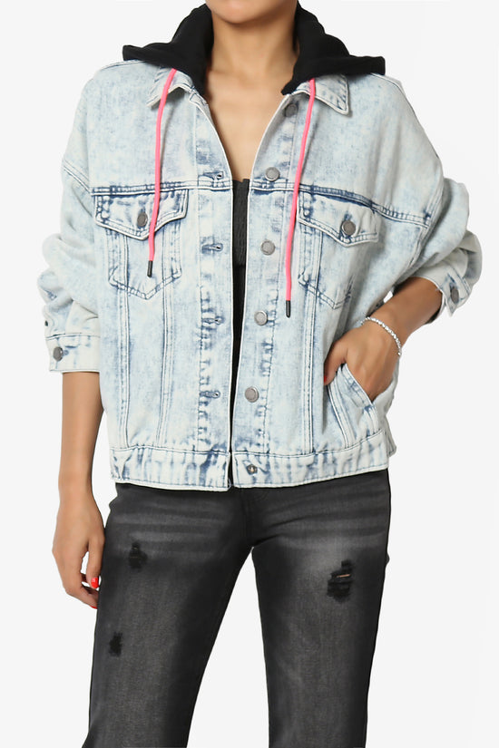 Load image into Gallery viewer, Agata Hooded Bomber Denim Jacket
