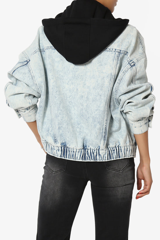 Load image into Gallery viewer, Agata Hooded Bomber Denim Jacket
