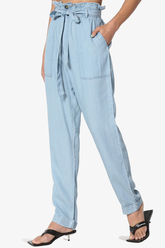 Load image into Gallery viewer, Sadie Chambray Paperbag Waist Pants LIGHT_3
