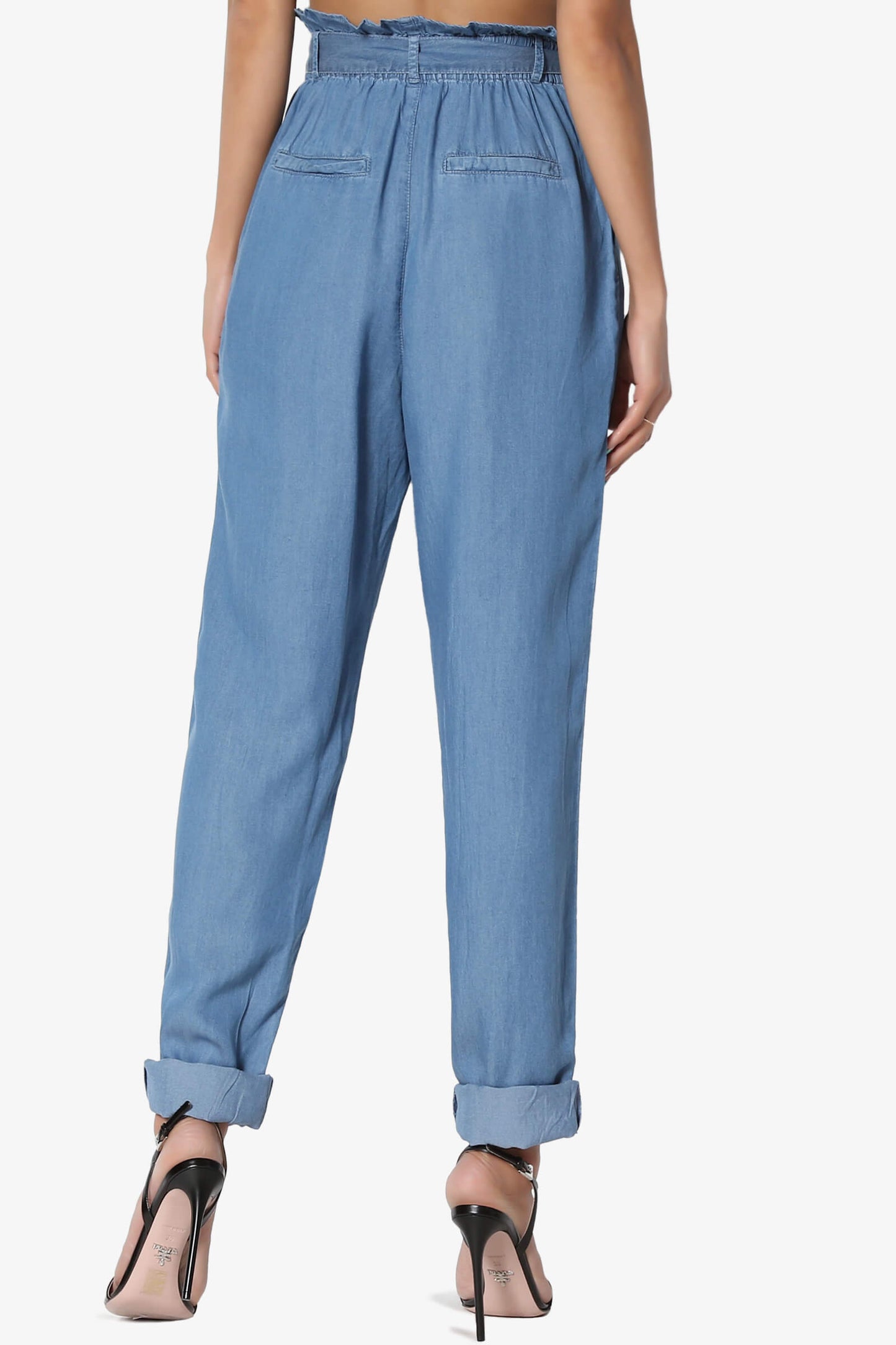 Load image into Gallery viewer, Sadie Chambray Paperbag Waist Pants
