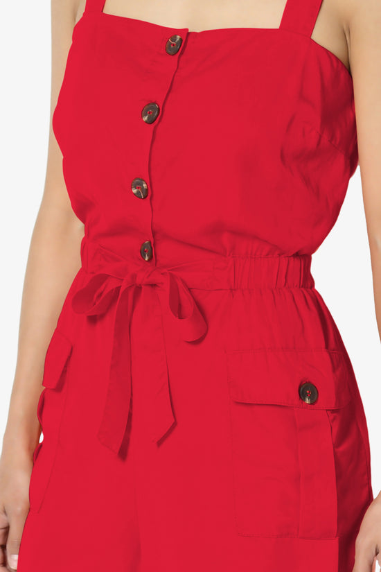 Load image into Gallery viewer, Skyler Utility Cargo Pocket Romper RED_5

