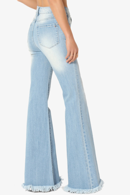 Vieve Mid Rise Frayed Flared Jeans