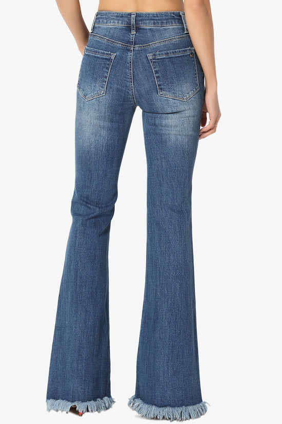 Vieve Mid Rise Frayed Flared Jeans