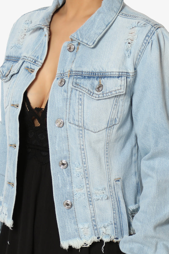 Load image into Gallery viewer, Fiore Distressed Denim Jacket LIGHT_5

