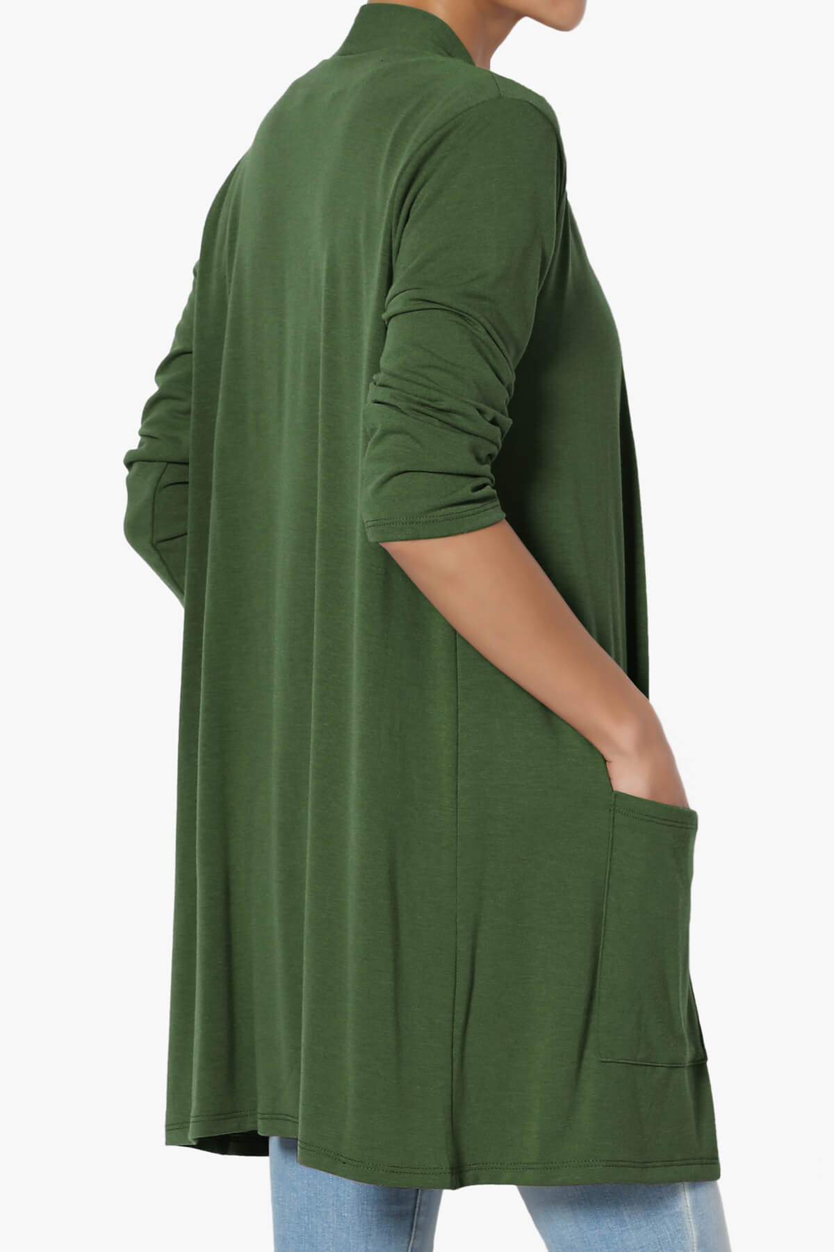 Load image into Gallery viewer, Daday Slouchy Pocket 3/4 Sleeve Cardigan ARMY GREEN_4
