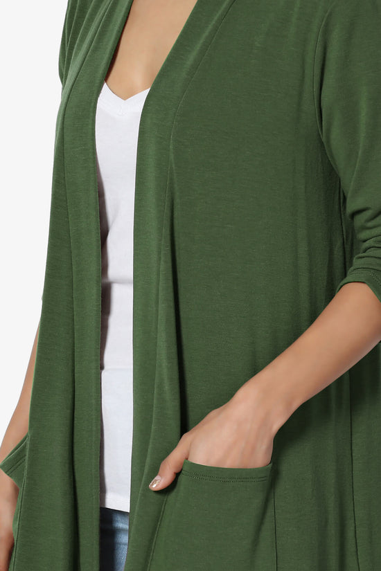 Load image into Gallery viewer, Daday Slouchy Pocket 3/4 Sleeve Cardigan ARMY GREEN_5
