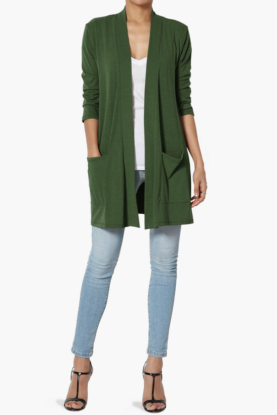Load image into Gallery viewer, Daday Slouchy Pocket 3/4 Sleeve Cardigan ARMY GREEN_6
