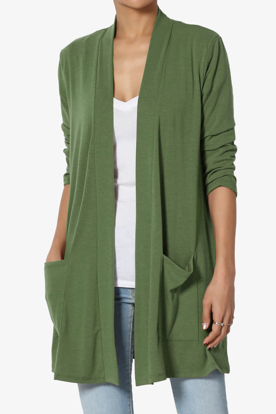 Load image into Gallery viewer, Daday Slouchy Pocket 3/4 Sleeve Cardigan ASH OLIVE_1
