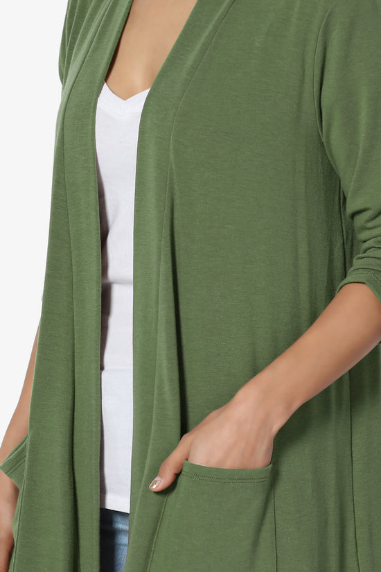 Load image into Gallery viewer, Daday Slouchy Pocket 3/4 Sleeve Cardigan ASH OLIVE_5
