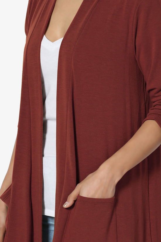 Load image into Gallery viewer, Daday Slouchy Pocket 3/4 Sleeve Cardigan BRICK_5
