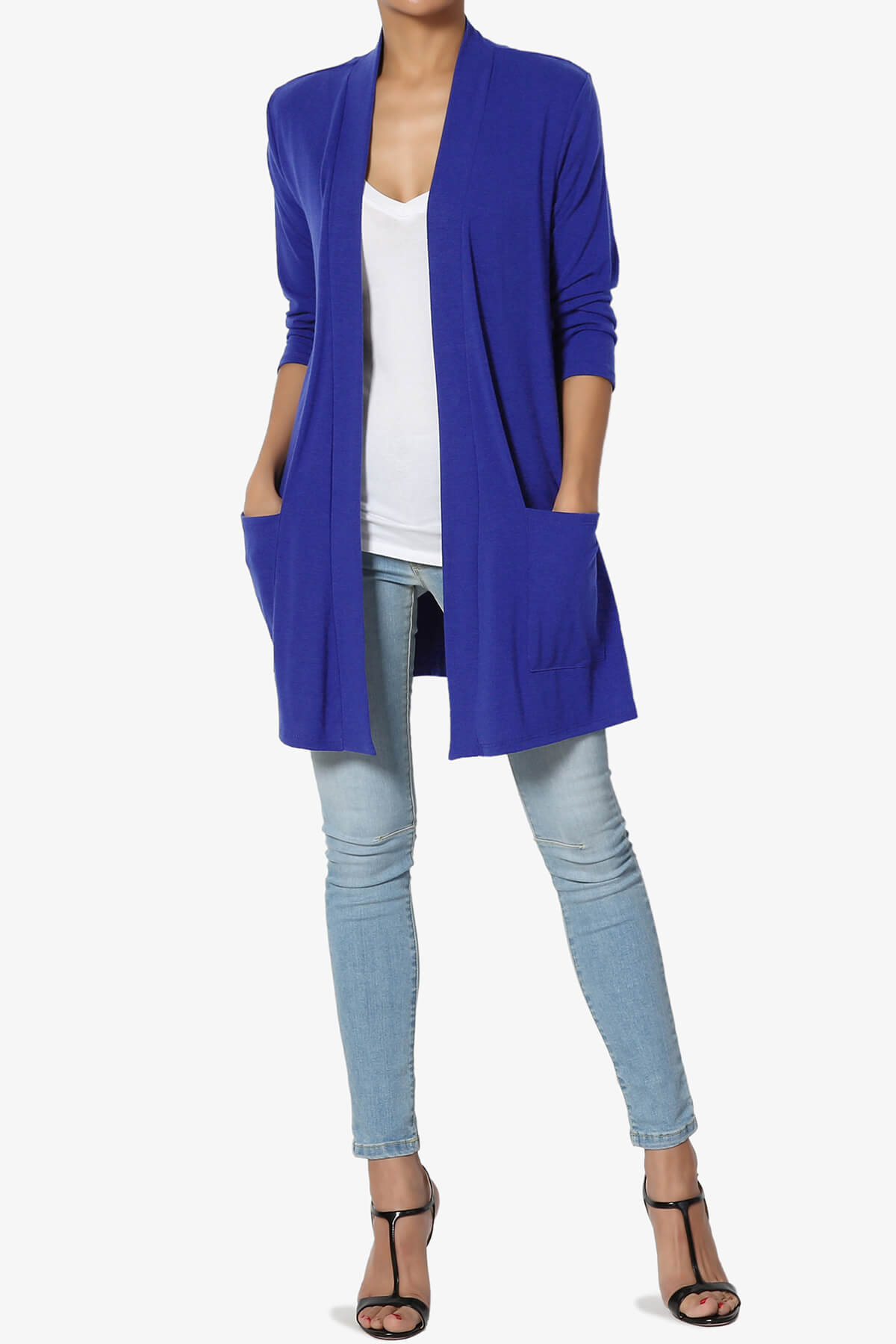 Load image into Gallery viewer, Daday Slouchy Pocket 3/4 Sleeve Cardigan BRIGHT BLUE_6
