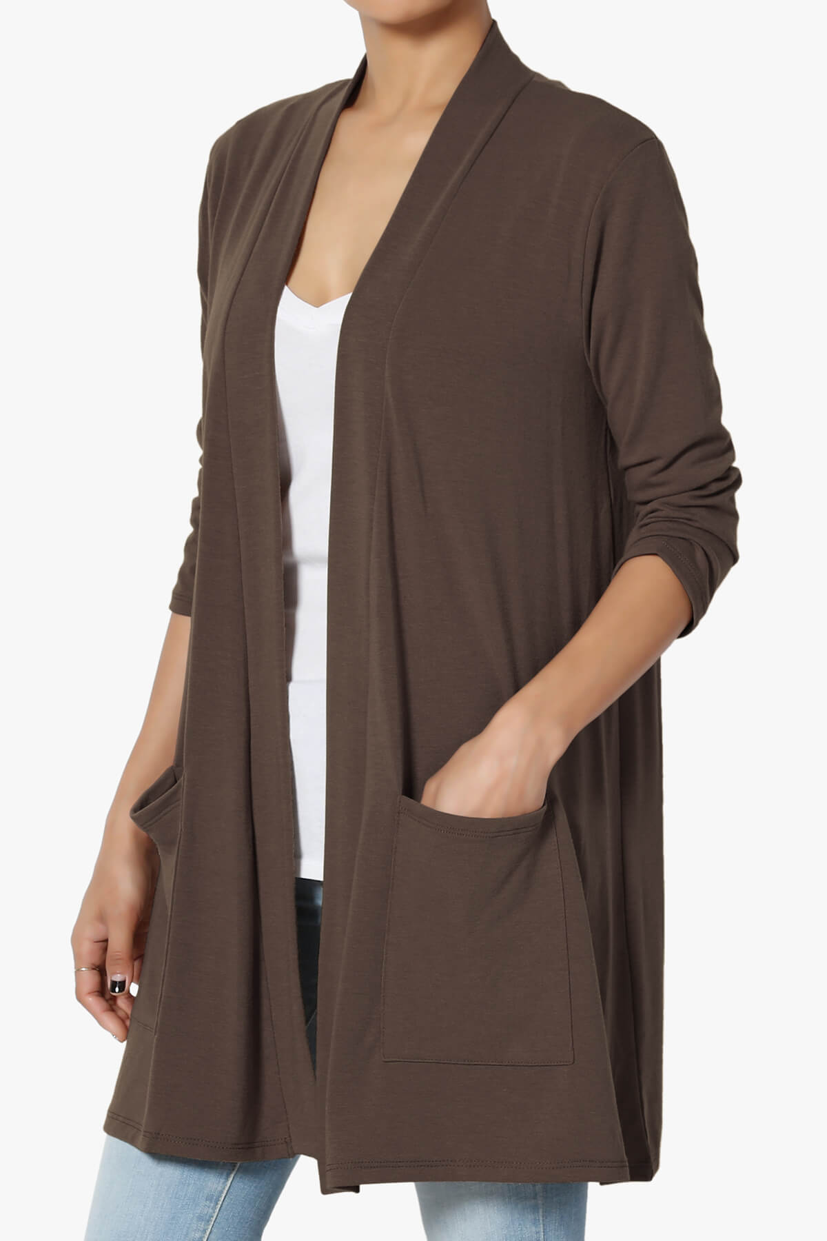 Load image into Gallery viewer, Daday Slouchy Pocket 3/4 Sleeve Cardigan BROWN_3

