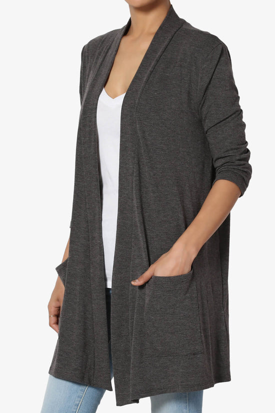Load image into Gallery viewer, Daday Slouchy Pocket 3/4 Sleeve Cardigan CHARCOAL_3
