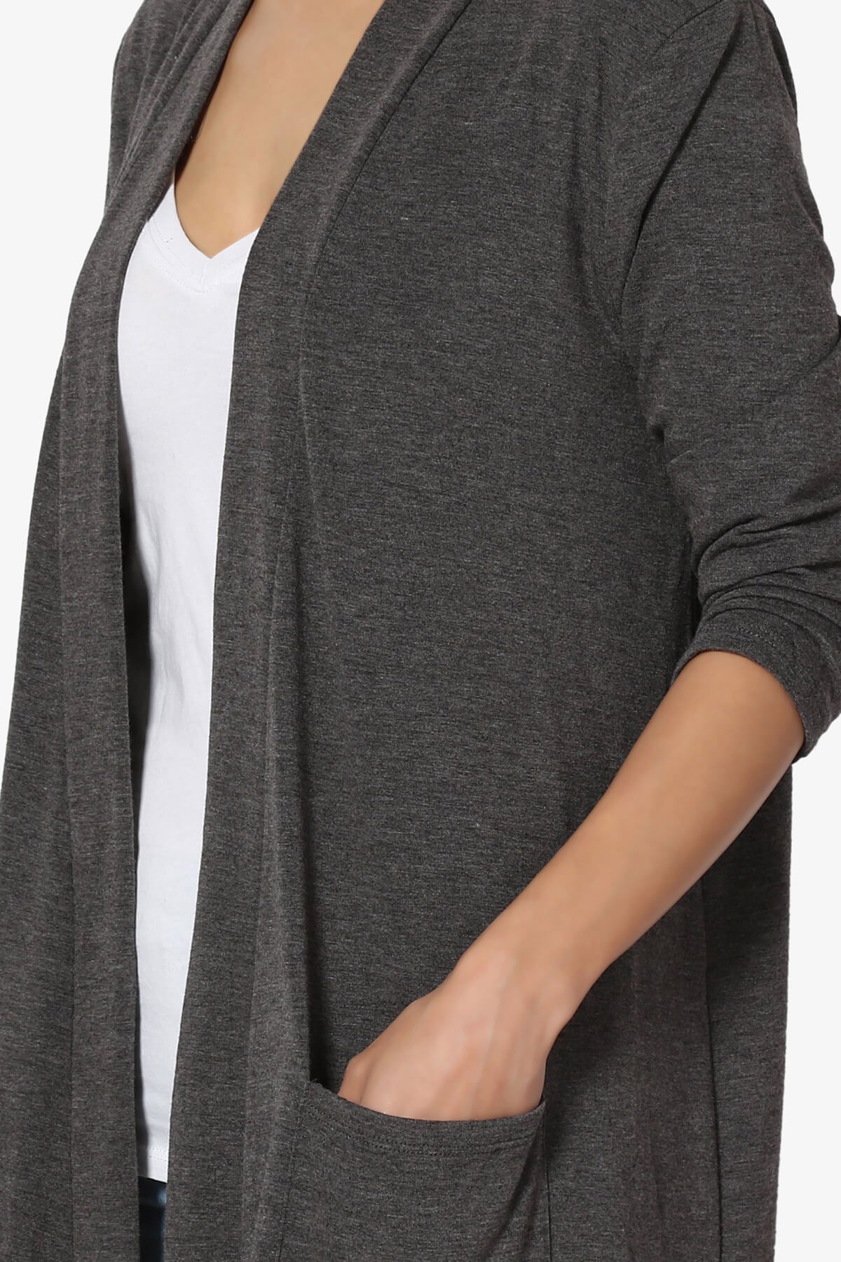 Load image into Gallery viewer, Daday Slouchy Pocket 3/4 Sleeve Cardigan CHARCOAL_5

