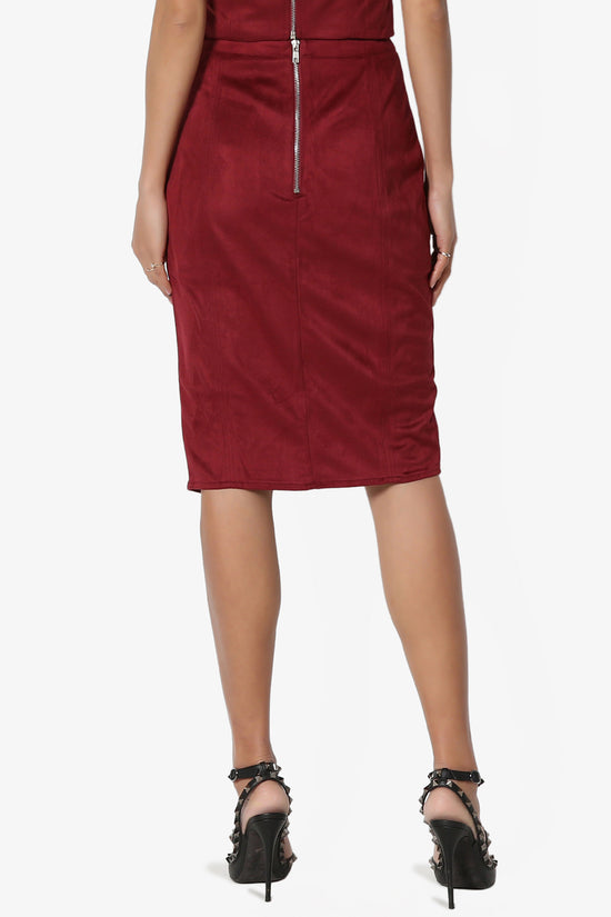 Load image into Gallery viewer, Benvenuto Slit Side Faux Suede Pencil Skirt
