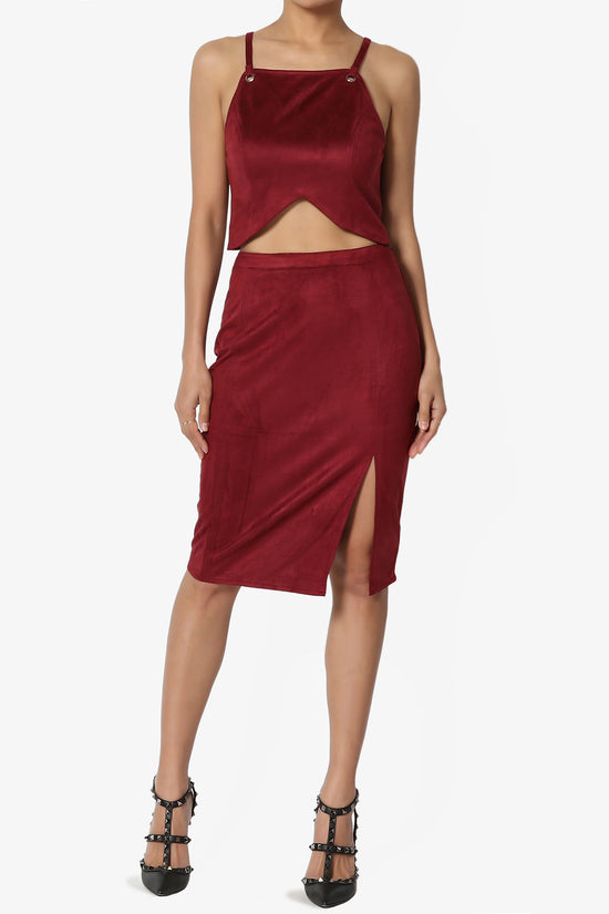 Load image into Gallery viewer, Benvenuto Slit Side Faux Suede Pencil Skirt
