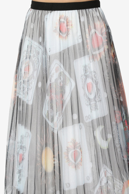 Load image into Gallery viewer, Poker Card Printed Mesh Pleated Skirt - TheMogan
