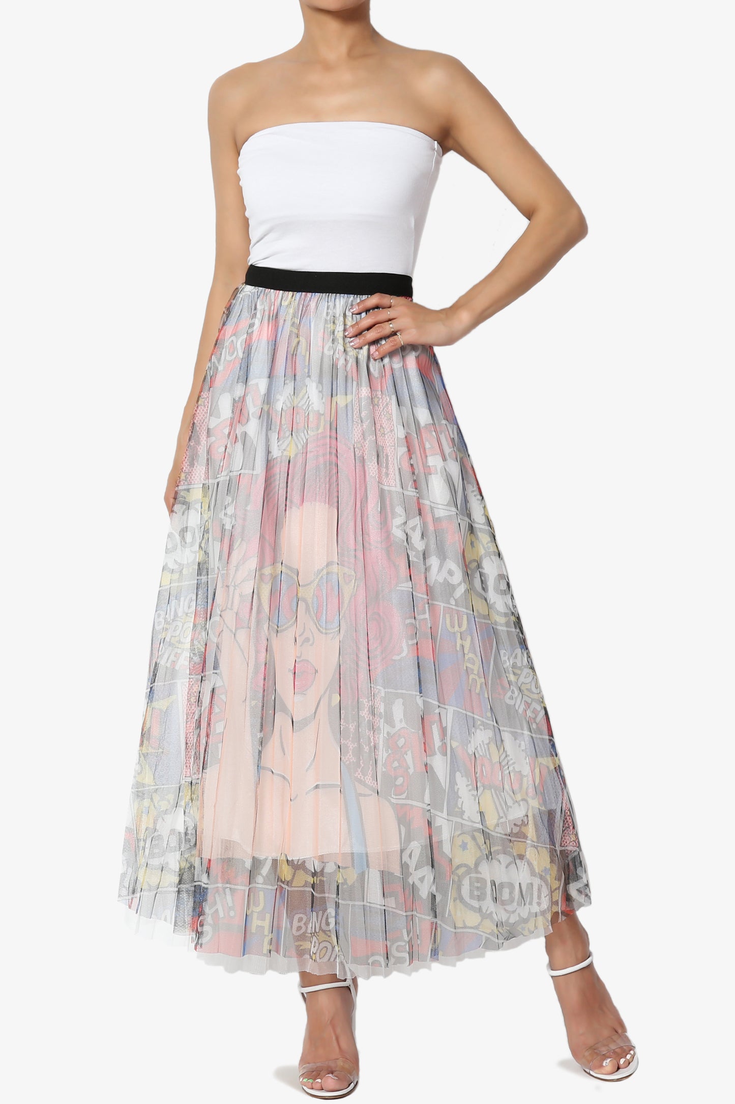 Load image into Gallery viewer, Pretty Women Print Pleated Long Skirt - TheMogan

