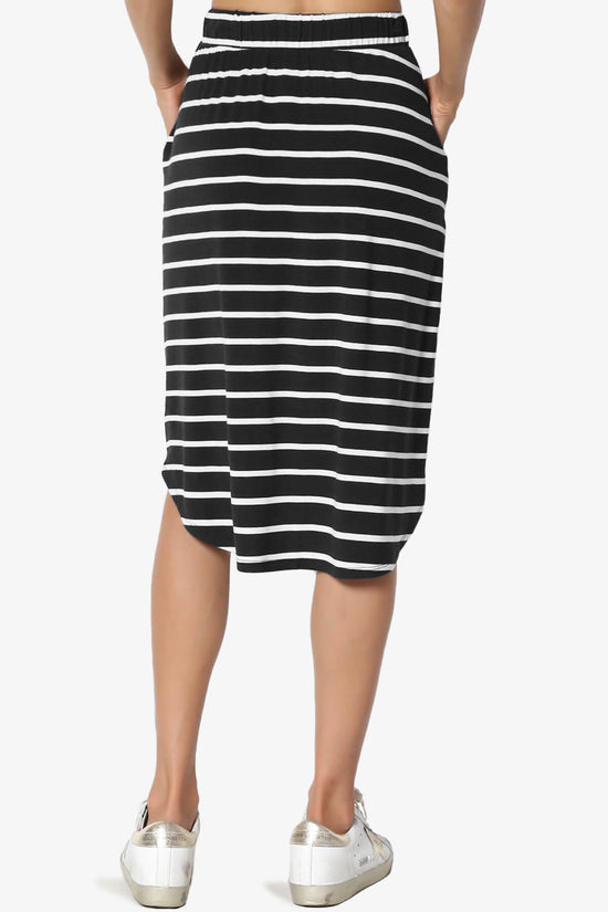 Eclipse Stripe Drawstring Midi Skirt BLACK_2