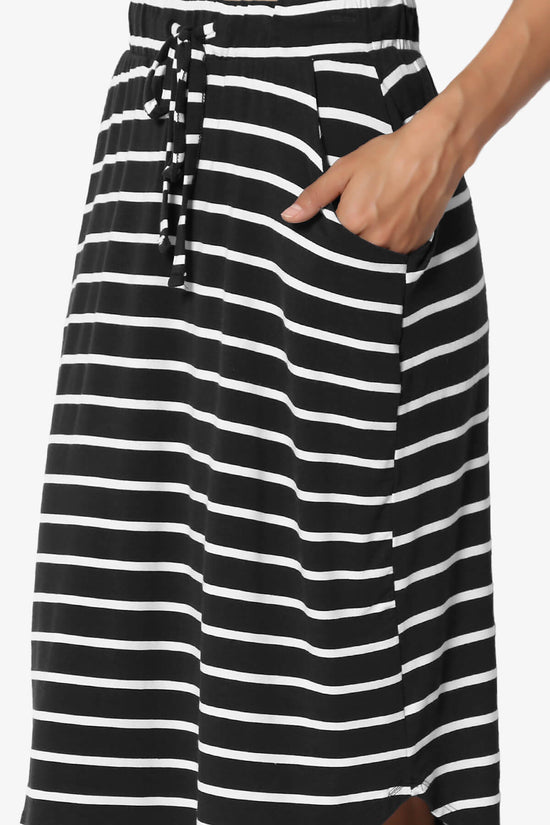 Load image into Gallery viewer, Eclipse Stripe Drawstring Midi Skirt BLACK_5
