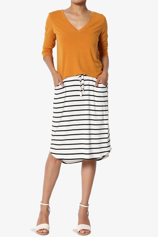 Load image into Gallery viewer, Eclipse Stripe Drawstring Midi Skirt IVORY_6
