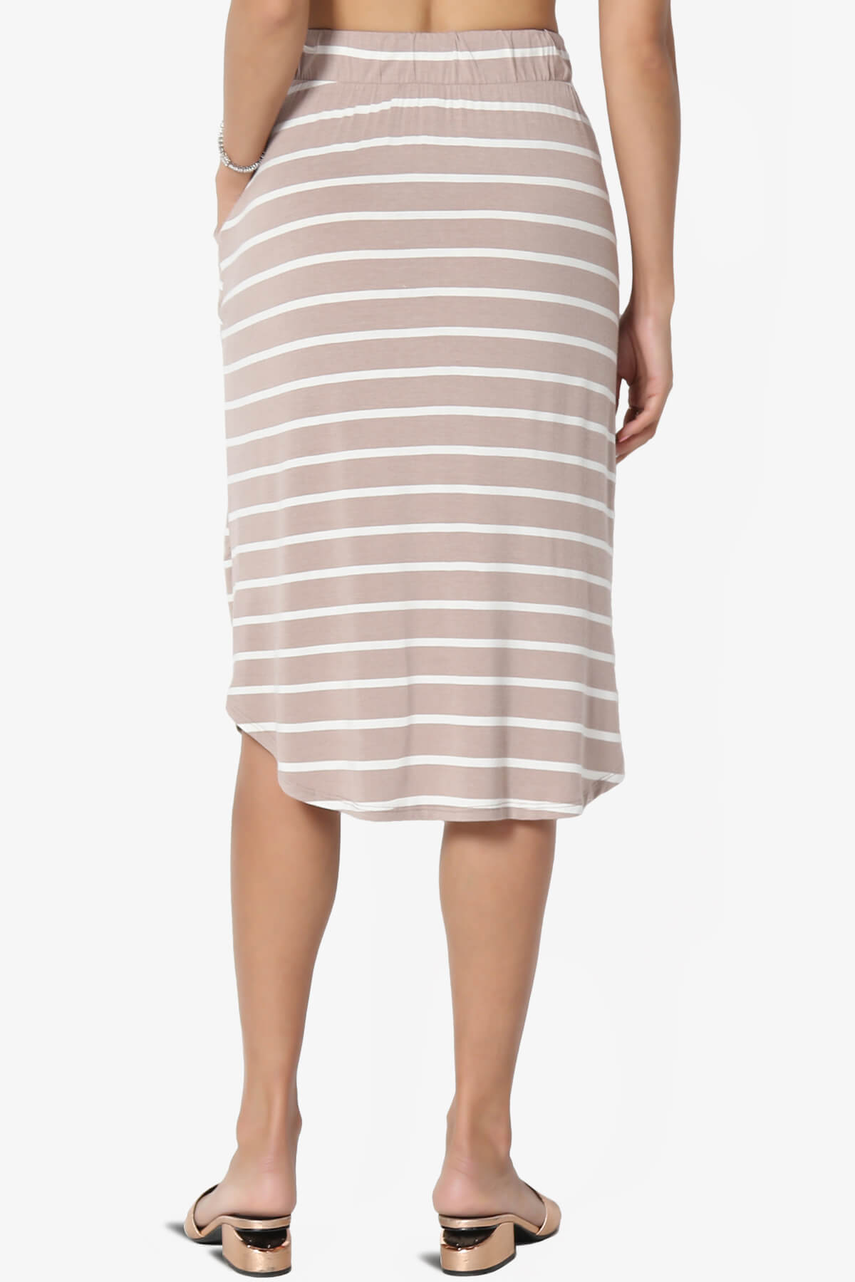 Load image into Gallery viewer, Eclipse Stripe Drawstring Midi Skirt LIGHT MOCHA_2
