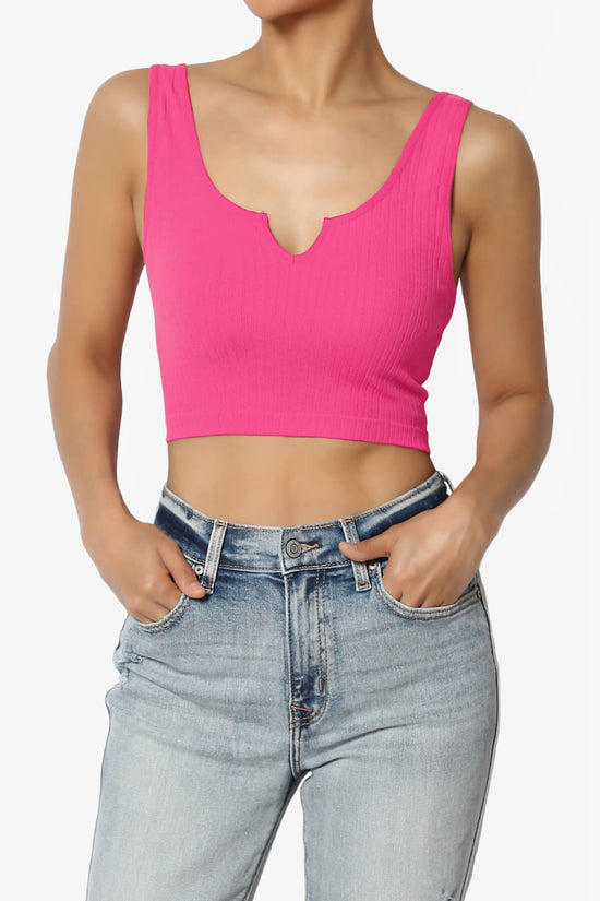 Load image into Gallery viewer, Effie Scoop Neck Ribbed Seamless Crop Tank Top FUCHSIA_1
