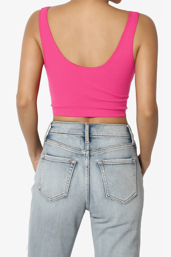 Load image into Gallery viewer, Effie Scoop Neck Ribbed Seamless Crop Tank Top FUCHSIA_2
