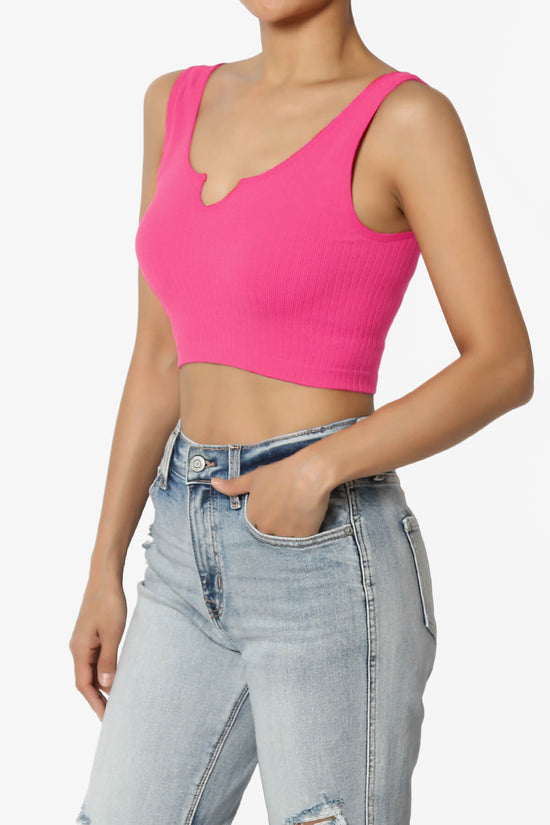 Load image into Gallery viewer, Effie Scoop Neck Ribbed Seamless Crop Tank Top FUCHSIA_3
