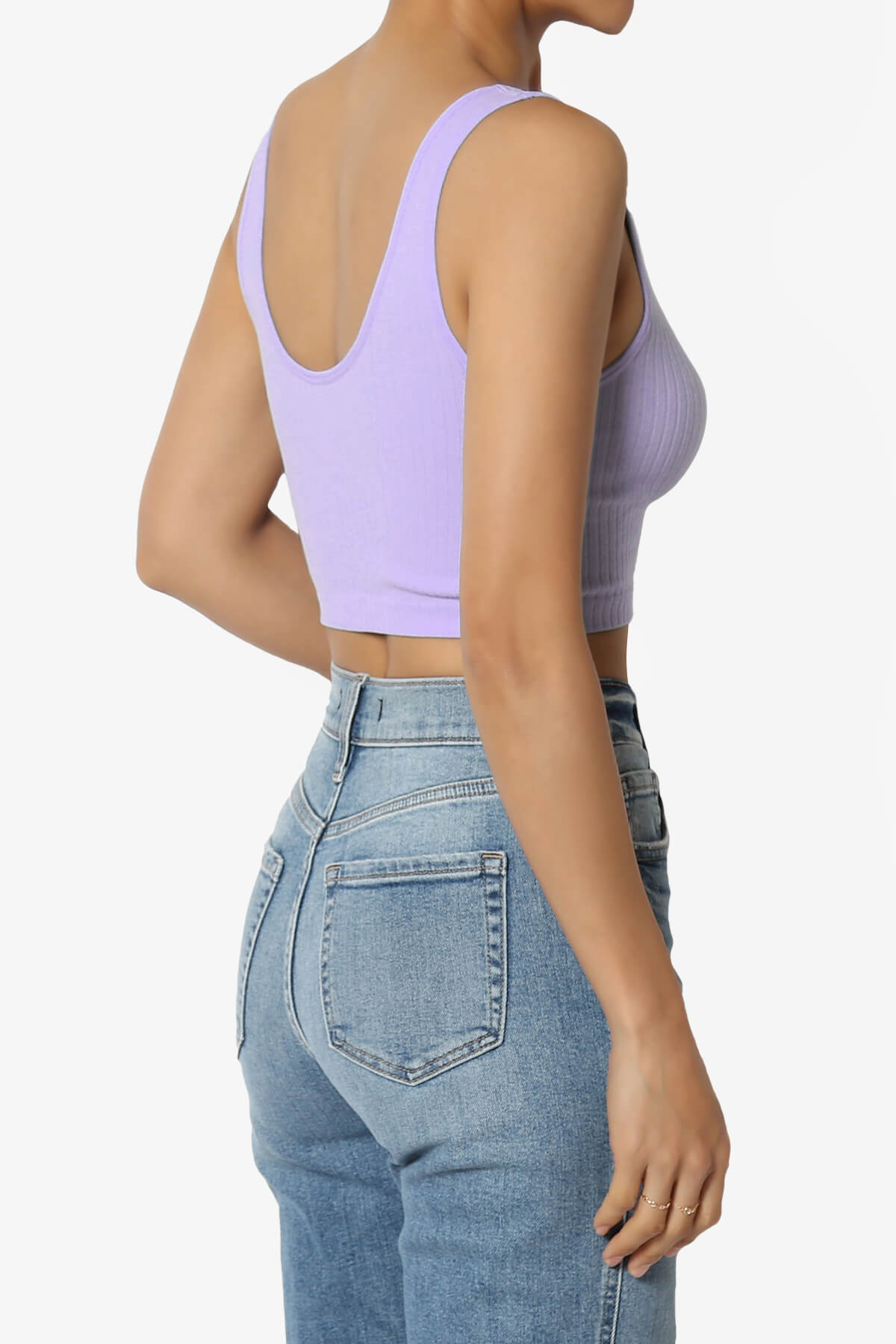 Load image into Gallery viewer, Effie Scoop Neck Ribbed Seamless Crop Tank Top LAVENDER_4

