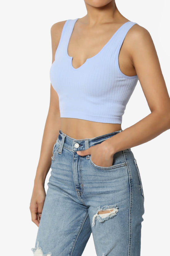Load image into Gallery viewer, Effie Scoop Neck Ribbed Seamless Crop Tank Top LIGHT BLUE_3
