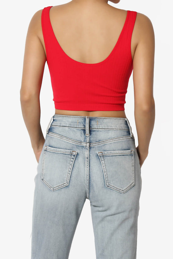 Load image into Gallery viewer, Effie Scoop Neck Ribbed Seamless Crop Tank Top RED_2
