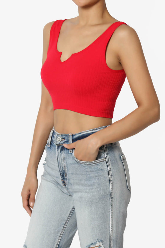 Load image into Gallery viewer, Effie Scoop Neck Ribbed Seamless Crop Tank Top RED_3

