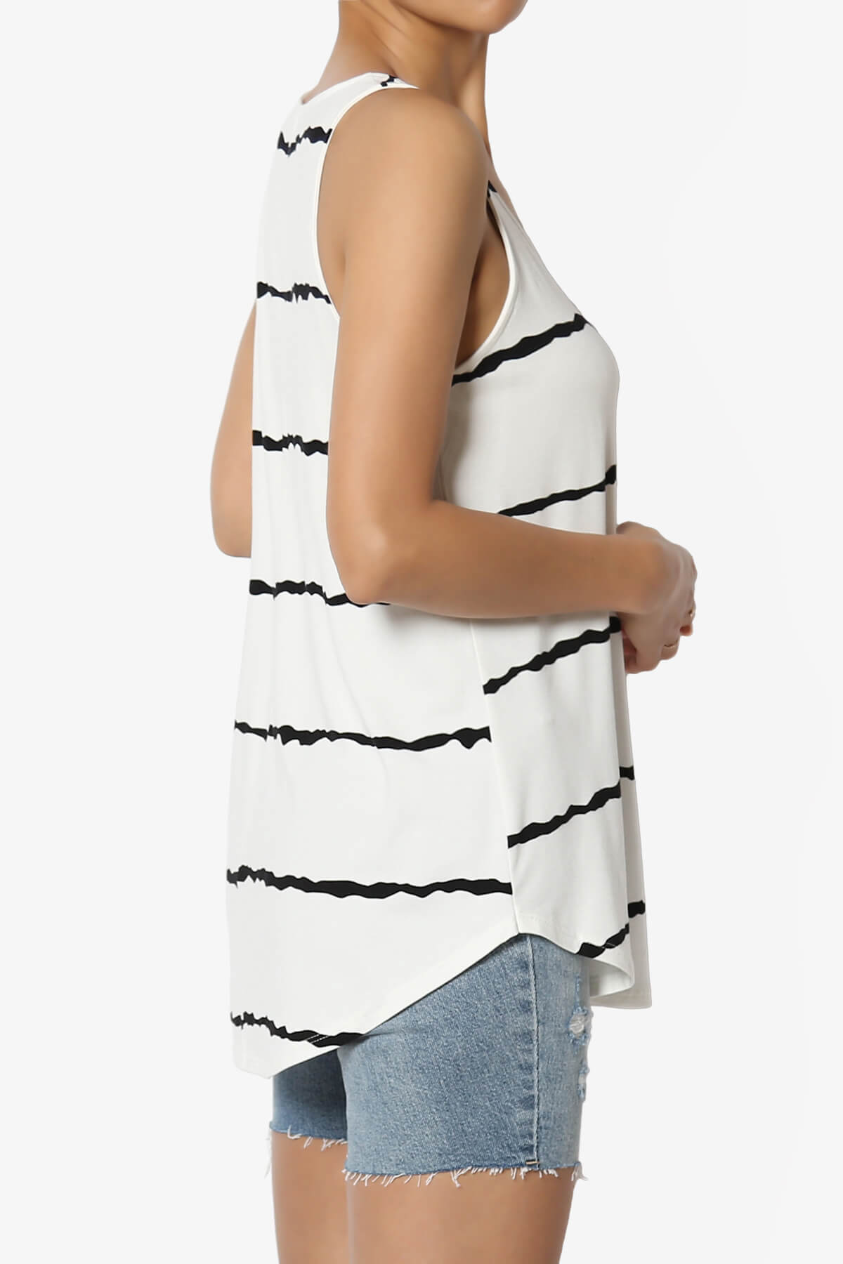 Load image into Gallery viewer, Ellison Stripe Scoop Neck Loose Fit Tank Top IVORY_4
