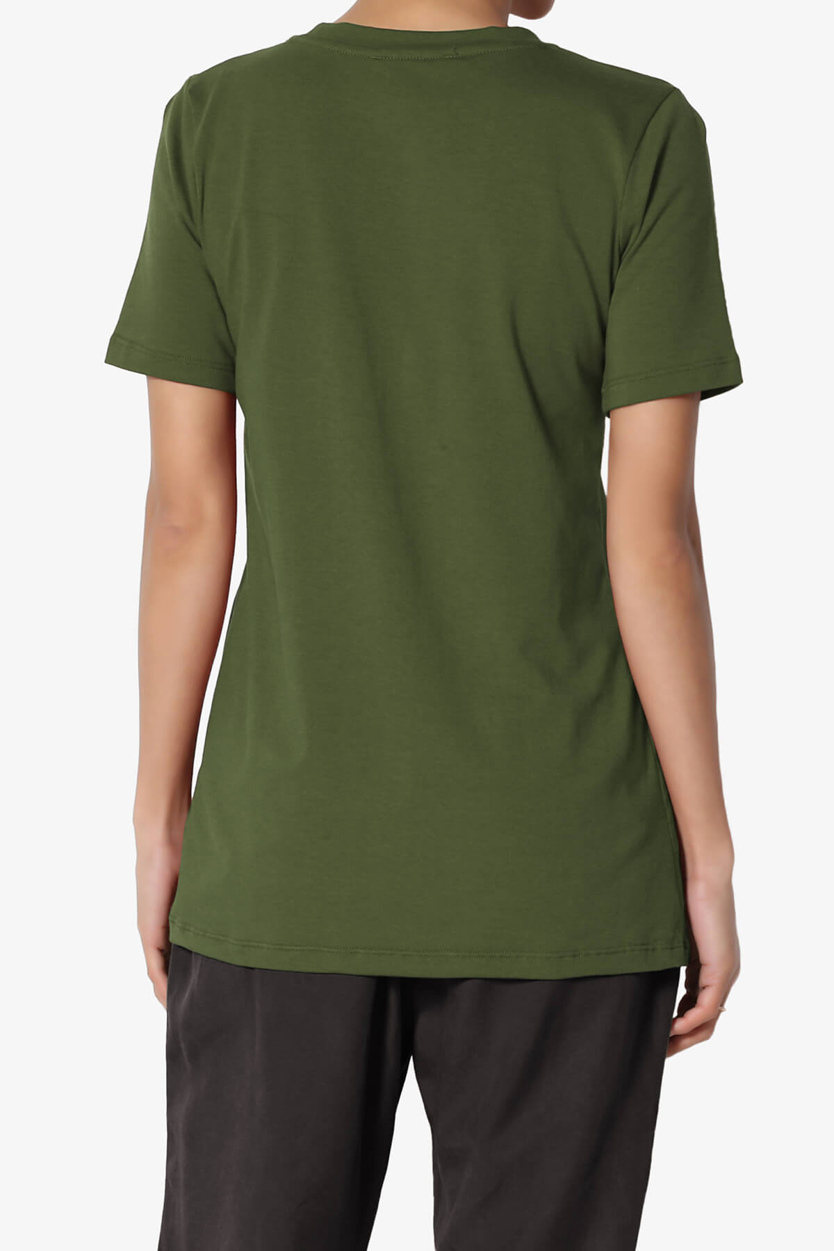 Elora Crew Neck Short Sleeve T-Shirt ARMY GREEN_2