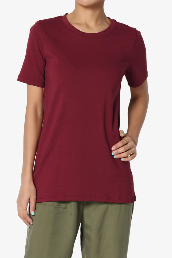 Load image into Gallery viewer, Elora Crew Neck Short Sleeve T-Shirt BURGUNDY_1
