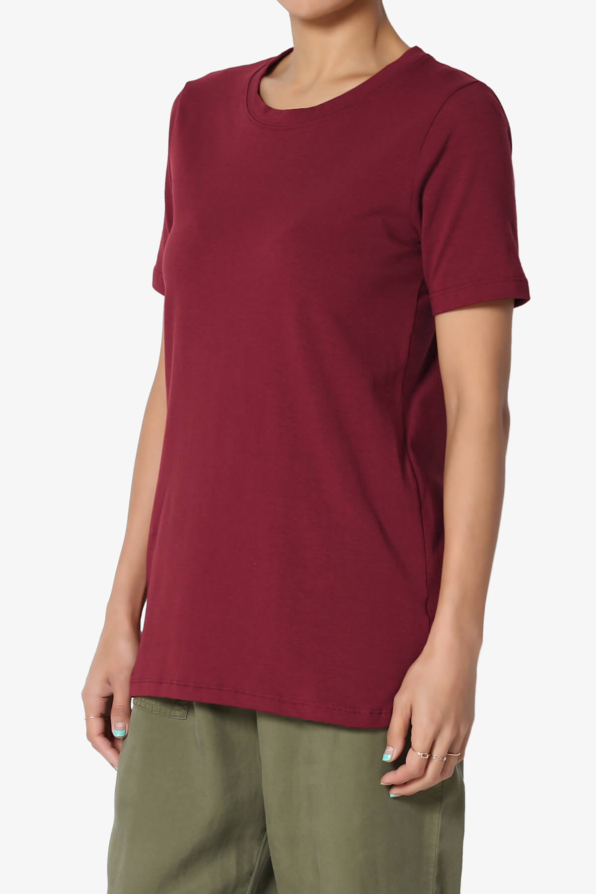 Load image into Gallery viewer, Elora Crew Neck Short Sleeve T-Shirt BURGUNDY_3

