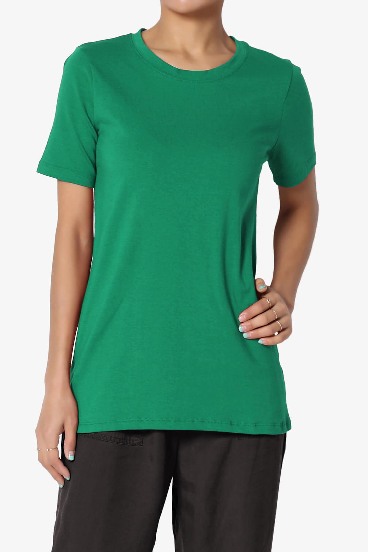 Elora Crew Neck Short Sleeve T-Shirt KELLY GREEN_1