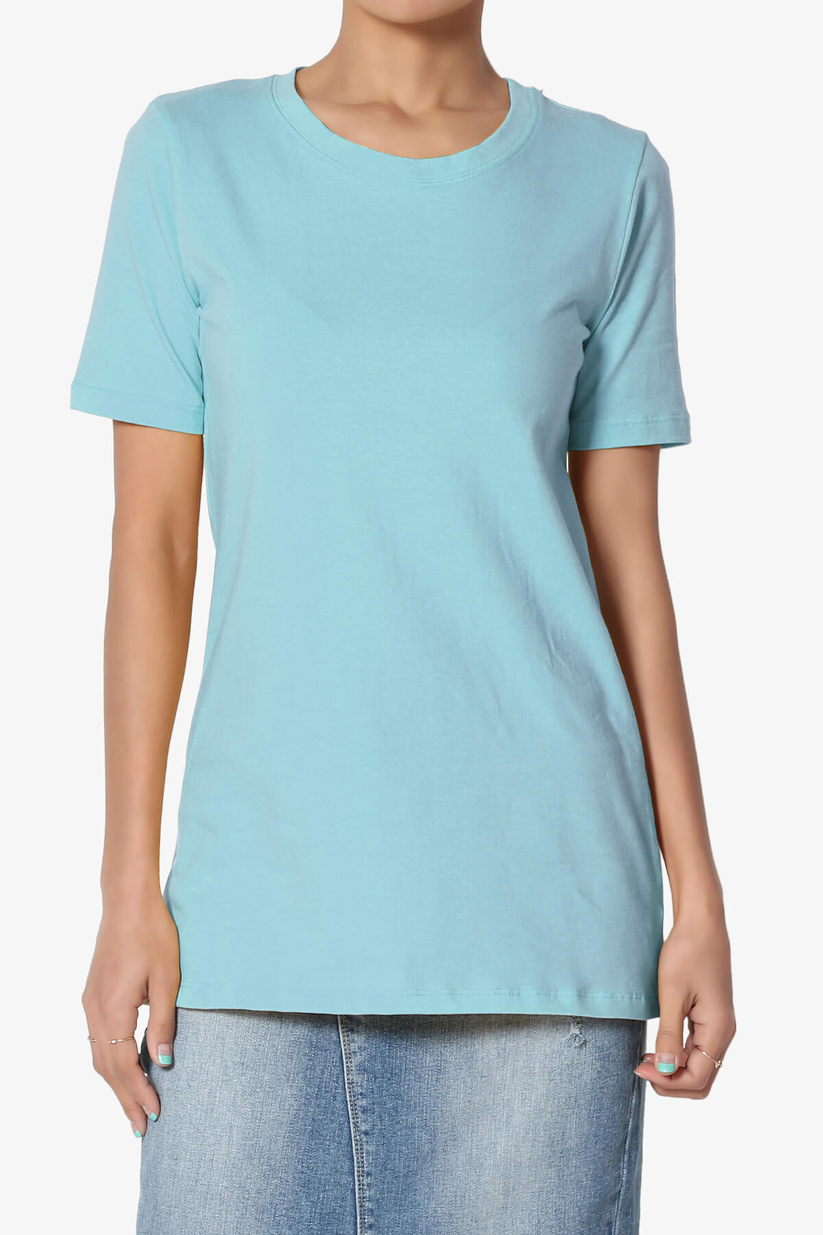 Load image into Gallery viewer, Elora Crew Neck Short Sleeve T-Shirt MILKY BLUE_1
