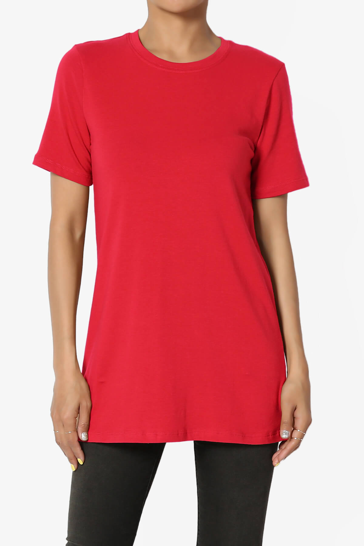 Elora Crew Neck Short Sleeve T-Shirt RED_1