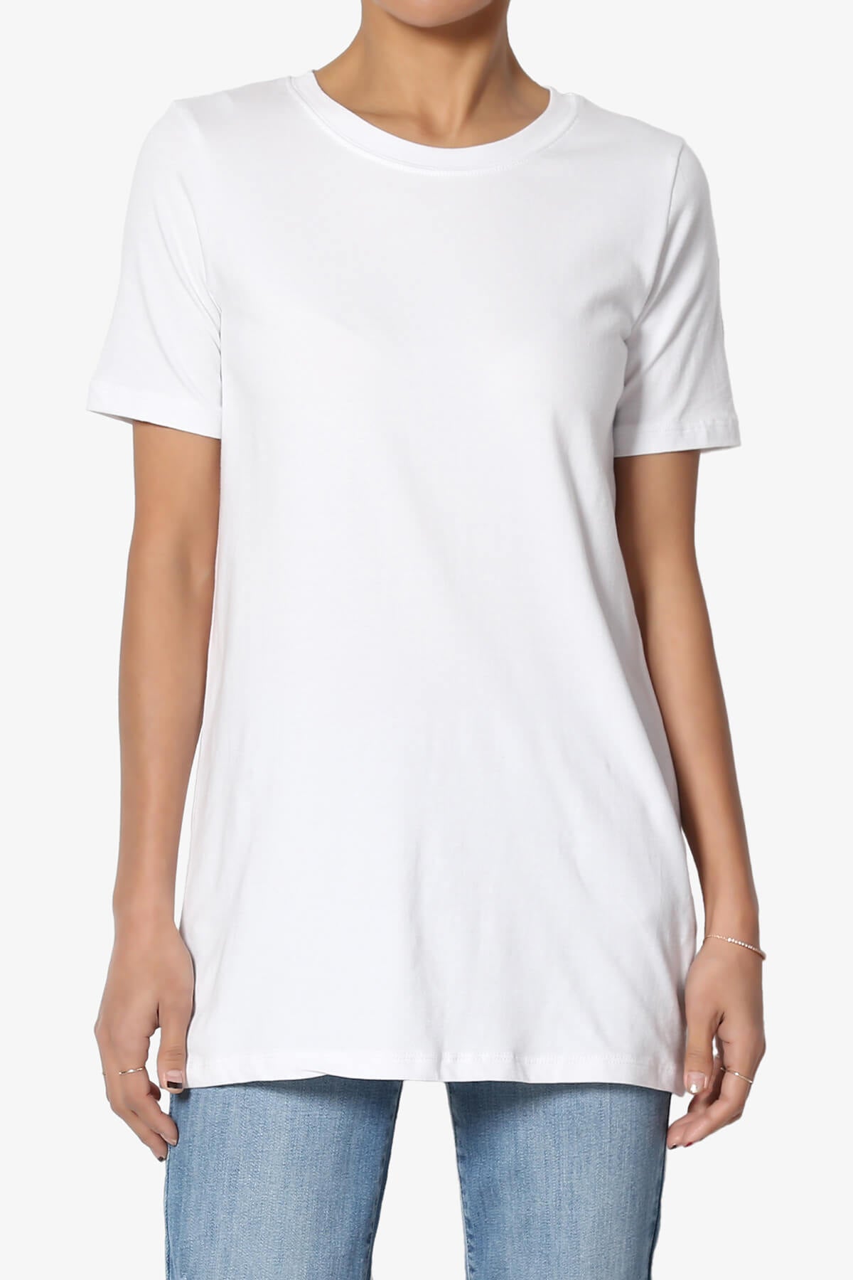 Elora Crew Neck Short Sleeve T-Shirt WHITE_1
