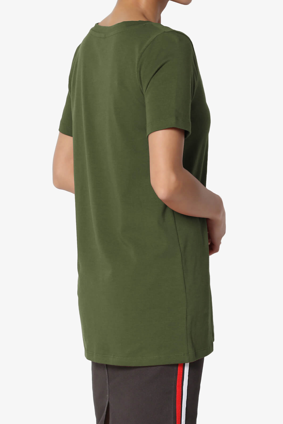 Elora V-Neck Short Sleeve T-Shirt ARMY GREEN_4