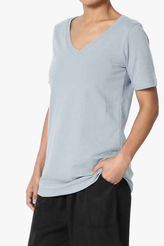 Load image into Gallery viewer, Elora V-Neck Short Sleeve T-Shirt ASH BLUE_3
