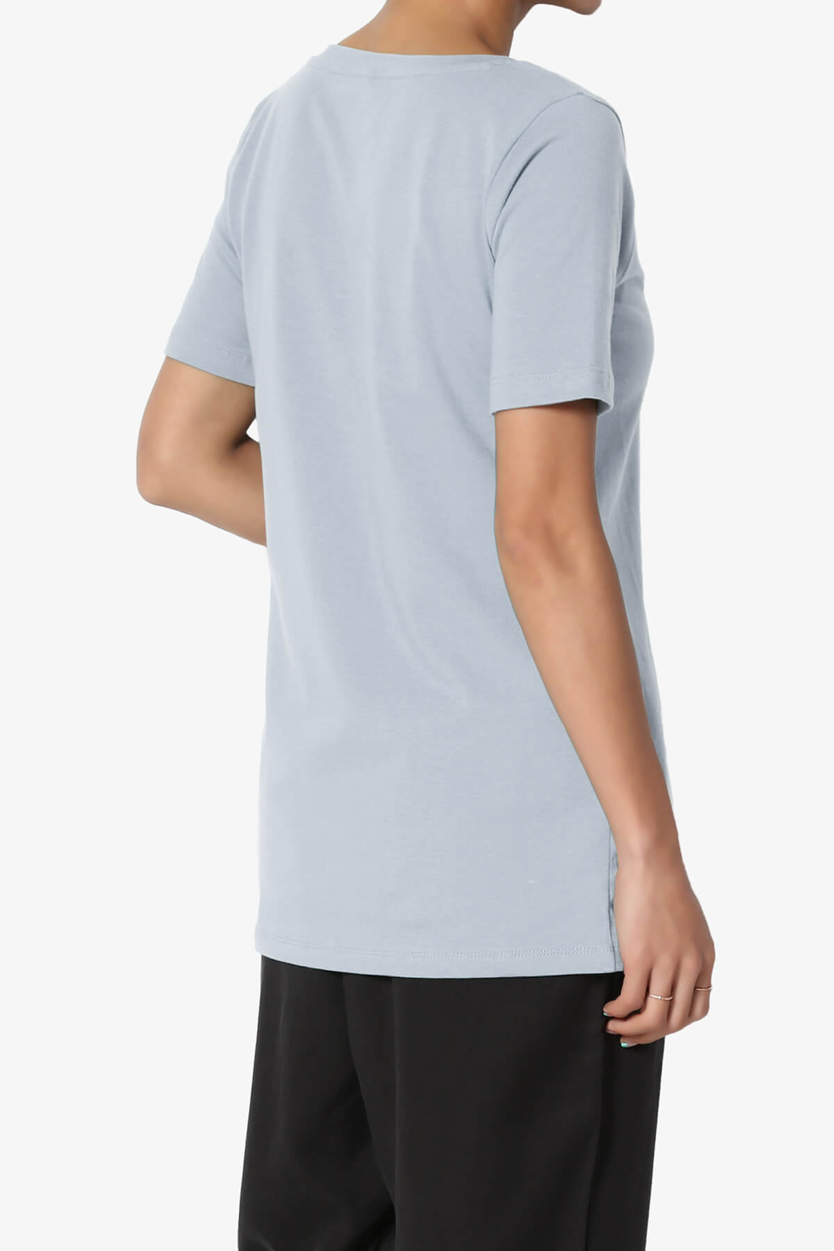 Load image into Gallery viewer, Elora V-Neck Short Sleeve T-Shirt ASH BLUE_4
