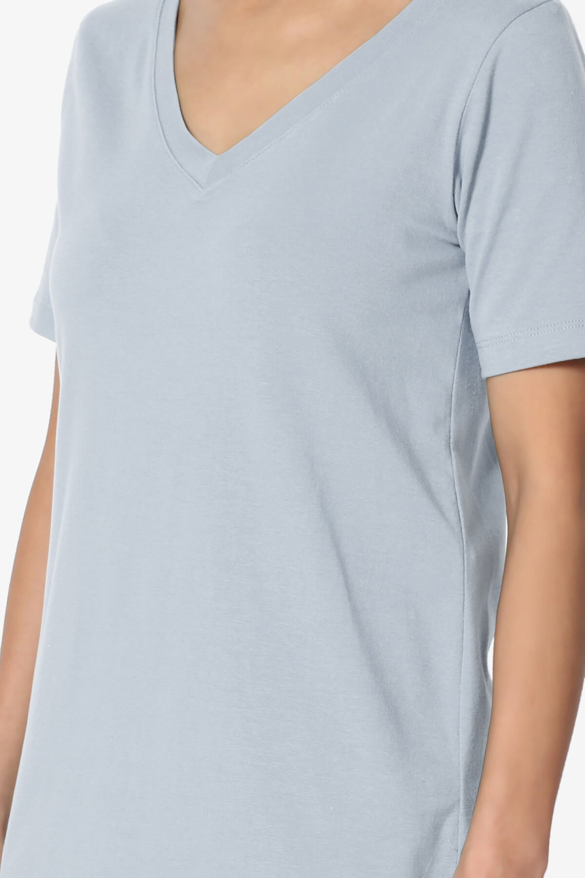 Elora V-Neck Short Sleeve T-Shirt ASH BLUE_5