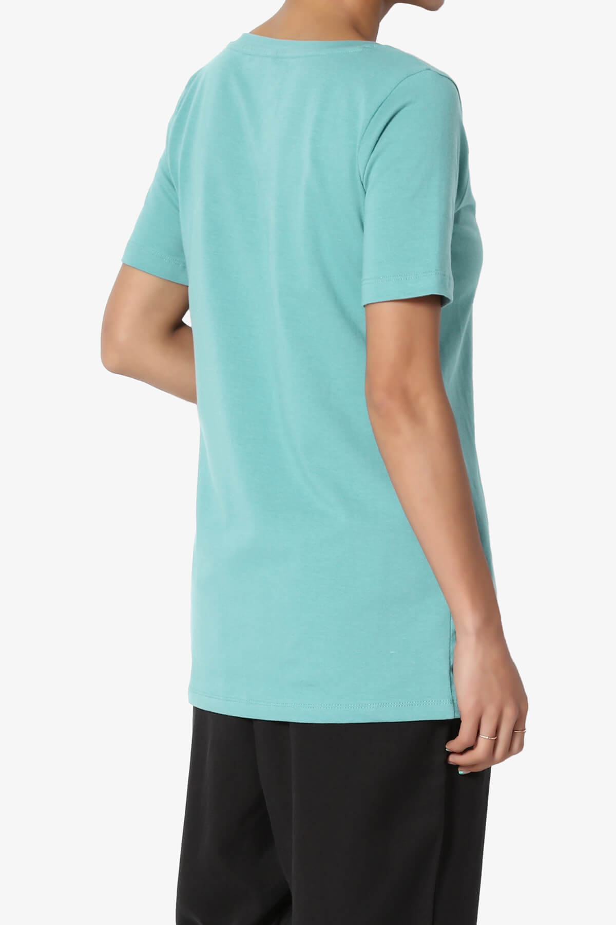 Elora V-Neck Short Sleeve T-Shirt ASH MINT_4