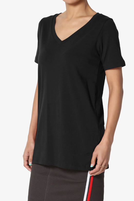Load image into Gallery viewer, Elora V-Neck Short Sleeve T-Shirt BLACK_3
